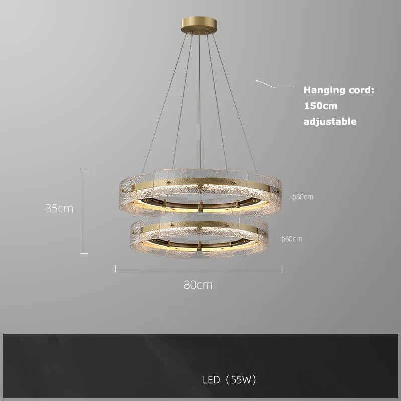 Water Ripple Glass Chandelier: Modern Luxury Living Room Ceiling Lamp for Home Decor