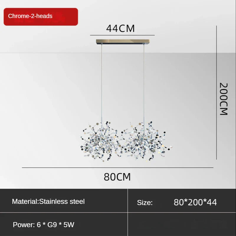 Leaf Sequin Ceiling Chandelier for Modern Living Room, Restaurant, Bar, and Shop Window