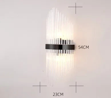 Black Gold Crystal Wall Sconce LED Light for Bedroom Living Room Home Décor
