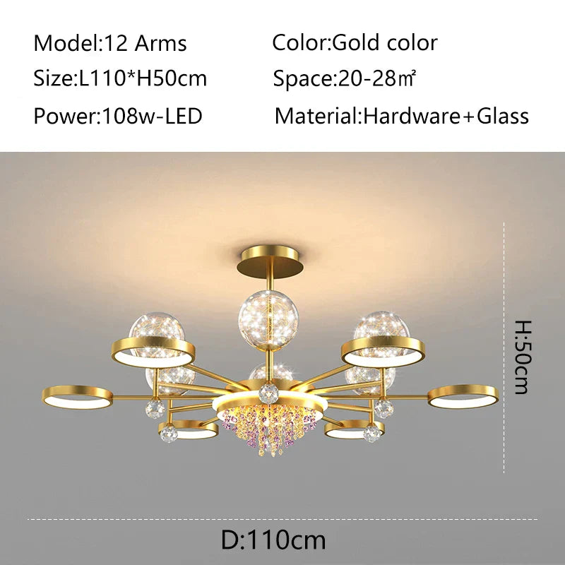 Nordic Glass Ball LED Ceiling Light for Bedroom Living Room Decoration Indoor Lighting