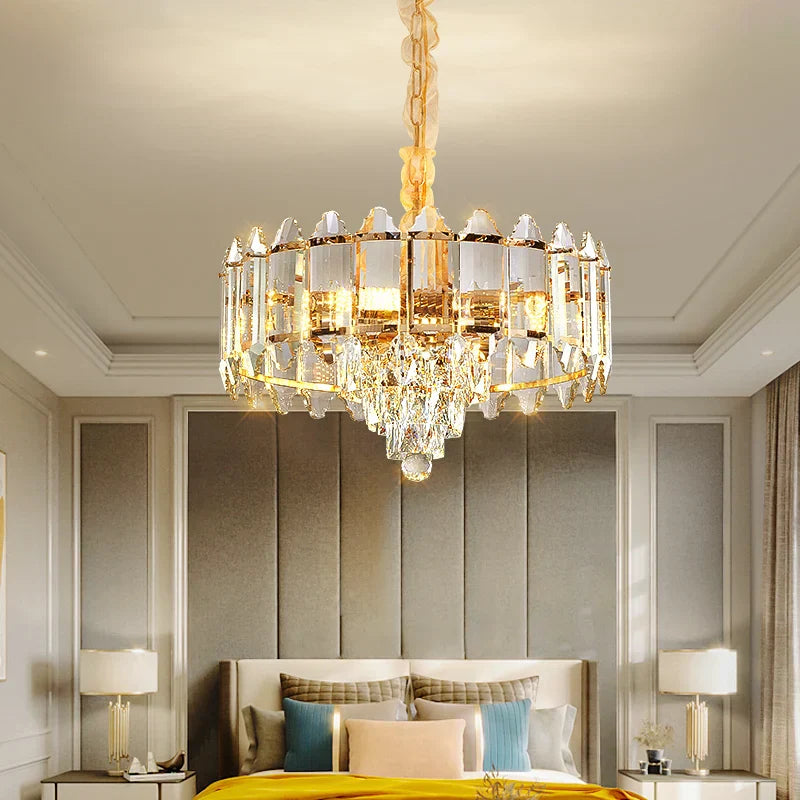 Crystal Chandelier: American Luxury LED Pendant for Living Room, Dining Room, and Bedroom
