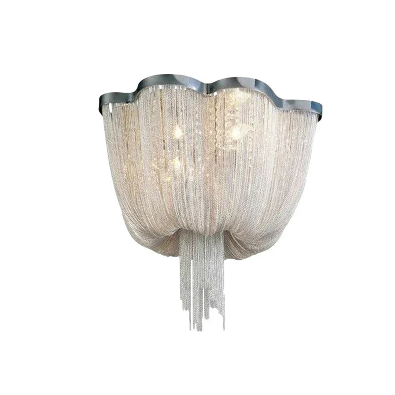 Chrome Art Luxury Ceiling Light with Aluminum Chain Tassel Design