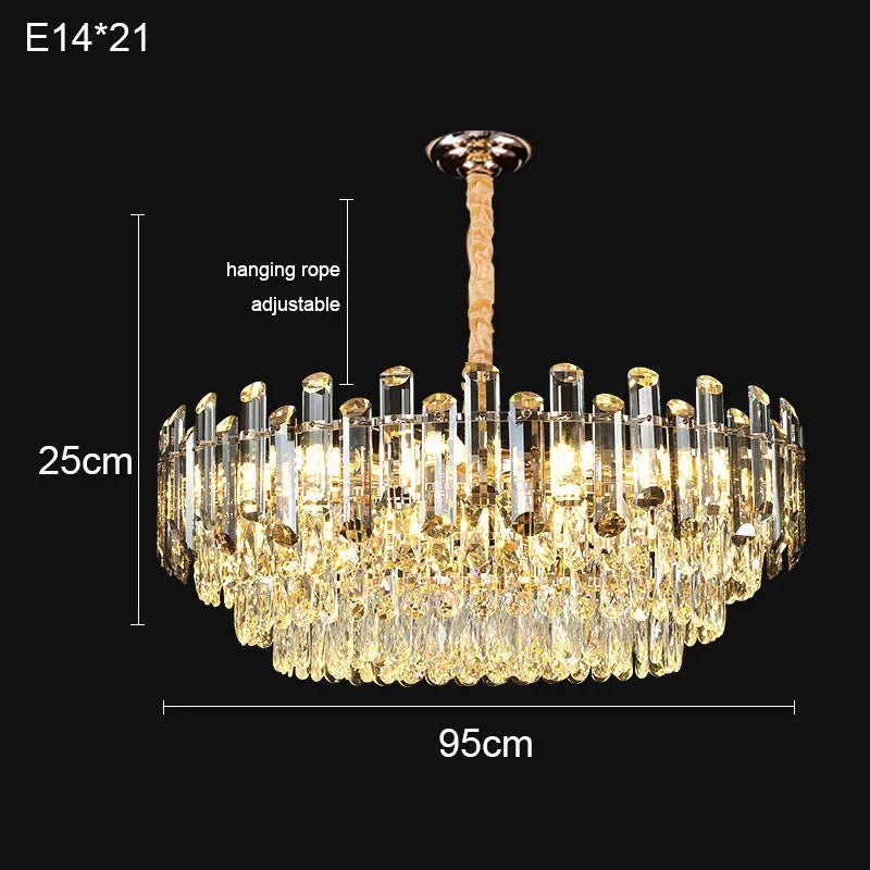 Luxury Crystal Chandelier: Modern Living Room & Dining Room LED Lighting
