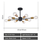 Sputnik Ceiling Chandelier: Modern Nordic Semi Flush Mount Lighting Fixture