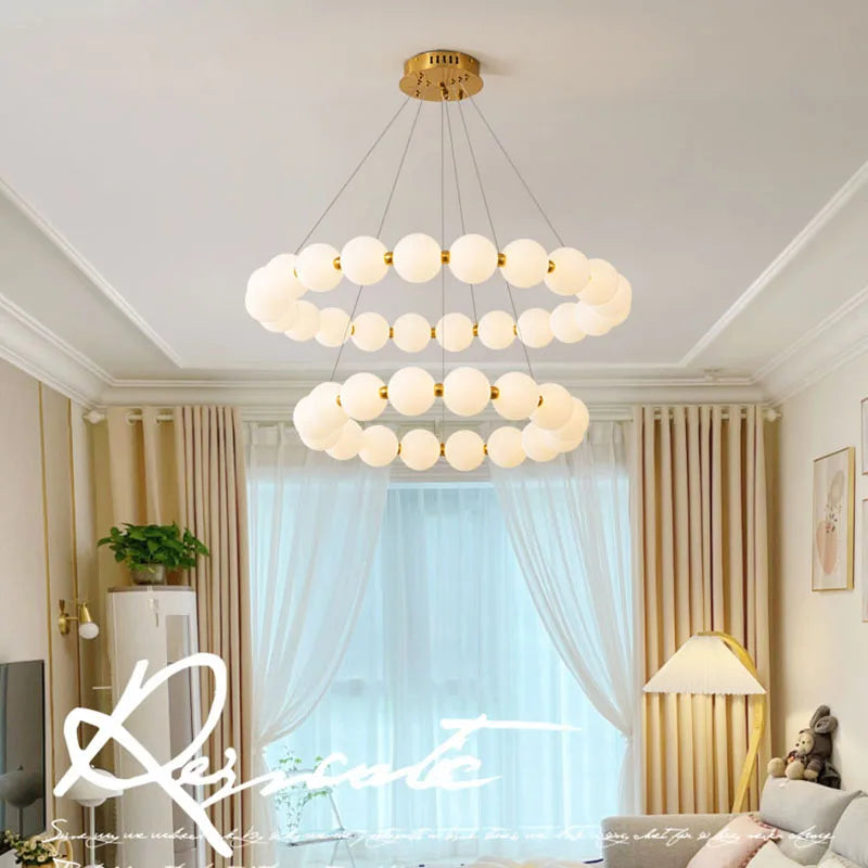 Nordic Ring LED Chandelier Acrylic Dimmable for Living Room Bedroom Hall