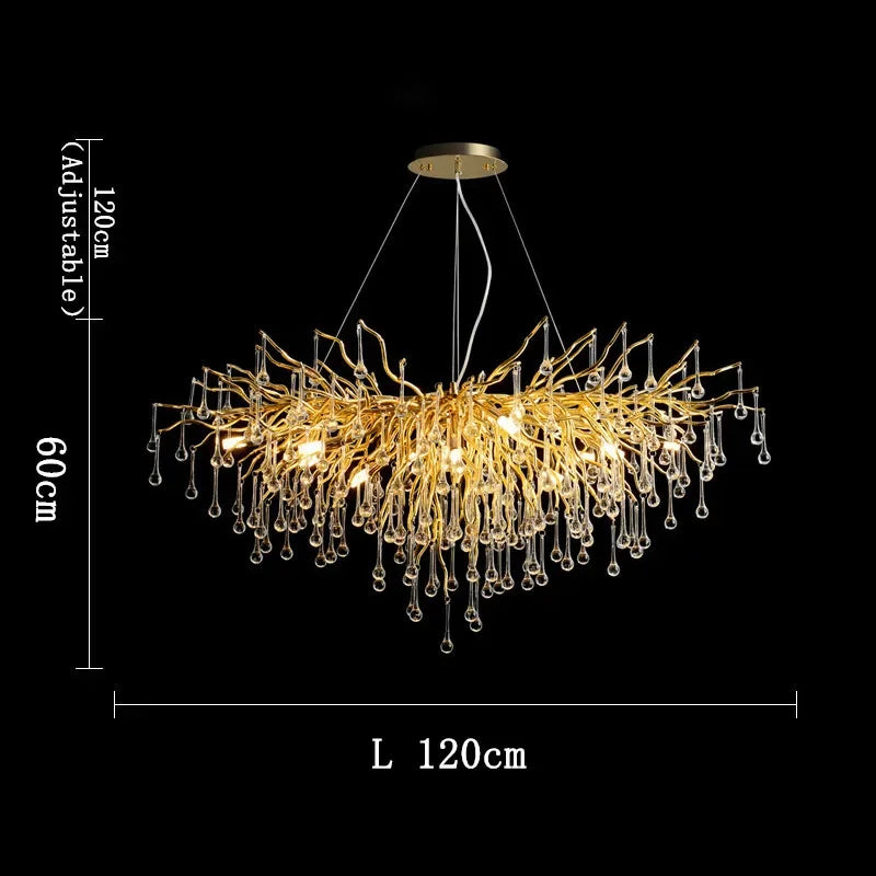 Golden Branch Crystal Chandelier – Luxe Living Room & Hotel Lobby Decor