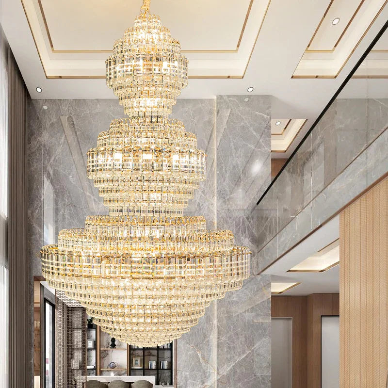 European Crystal Duplex Chandelier for Elegant Living Room and Villa décor.