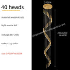 Wooden Chandelier: Modern LED Staircase Hanging Light
