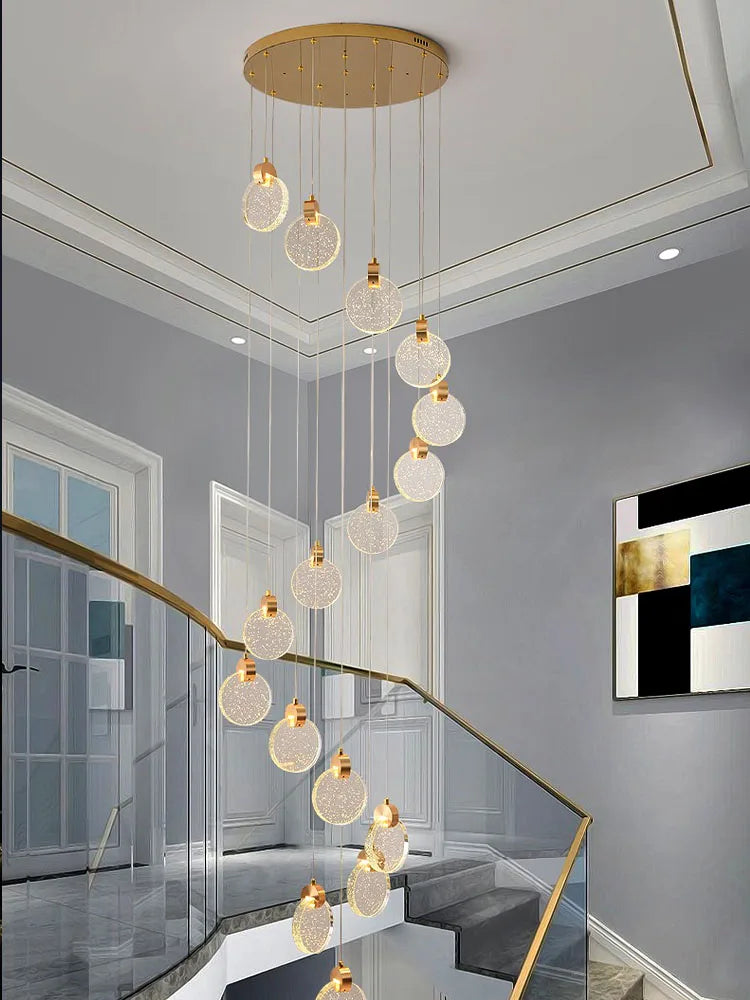 Crystal Chandelier Pendant Light for Luxury Staircase