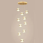 Round Ball Acrylic Chandelier Staircase LED Gold Lighting Fixtures