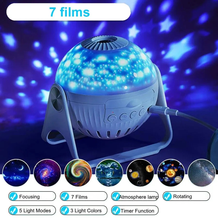 Starry Night Light Projector: 360° Adjustable Galaxy Lamp for Bedroom, Home, Kids - Ideal Gift