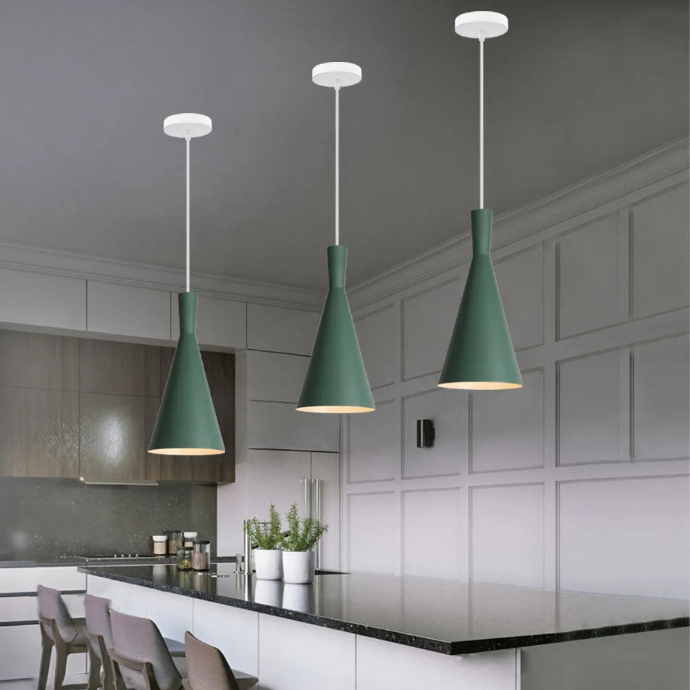 Modern Nordic Aluminum Pendant Lights for Kitchen Living Room, E27 LED Suspension Luminaire
