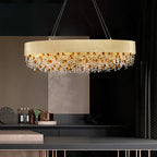 Crystal Chandelier: Modern Circular Design for Living Room, Lobby, Kitchen Island.
