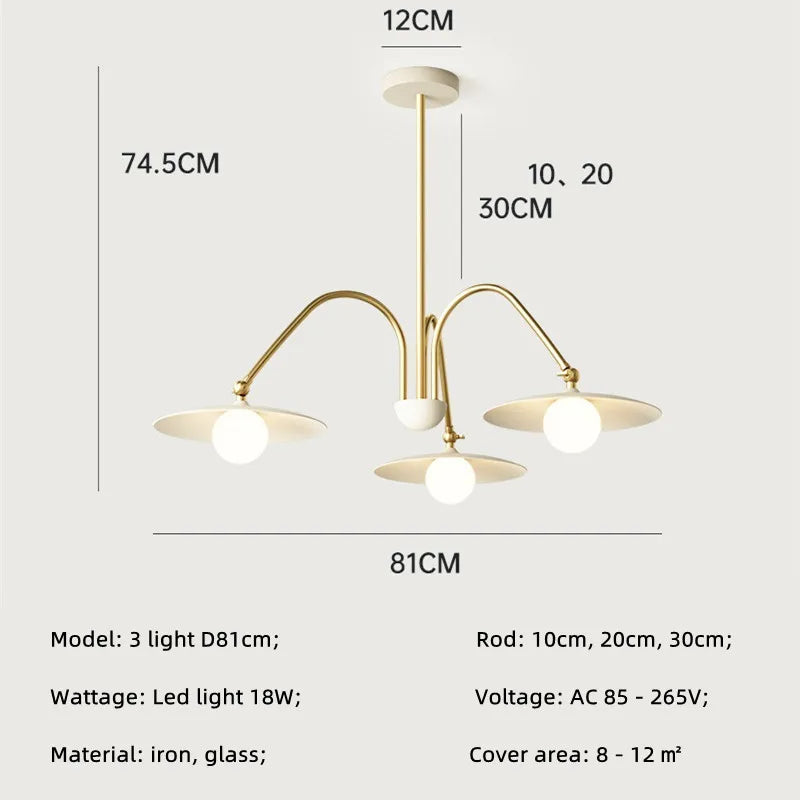 Nordic White Iron LED Chandelier with Hanging Pendant Lighting