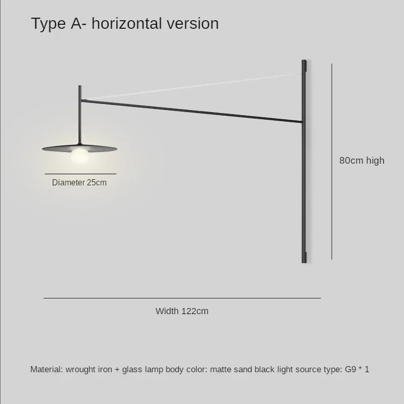 Black Iron LED Long Wall Lamp for Living Room, Bedroom, Corridor - Nordic Style