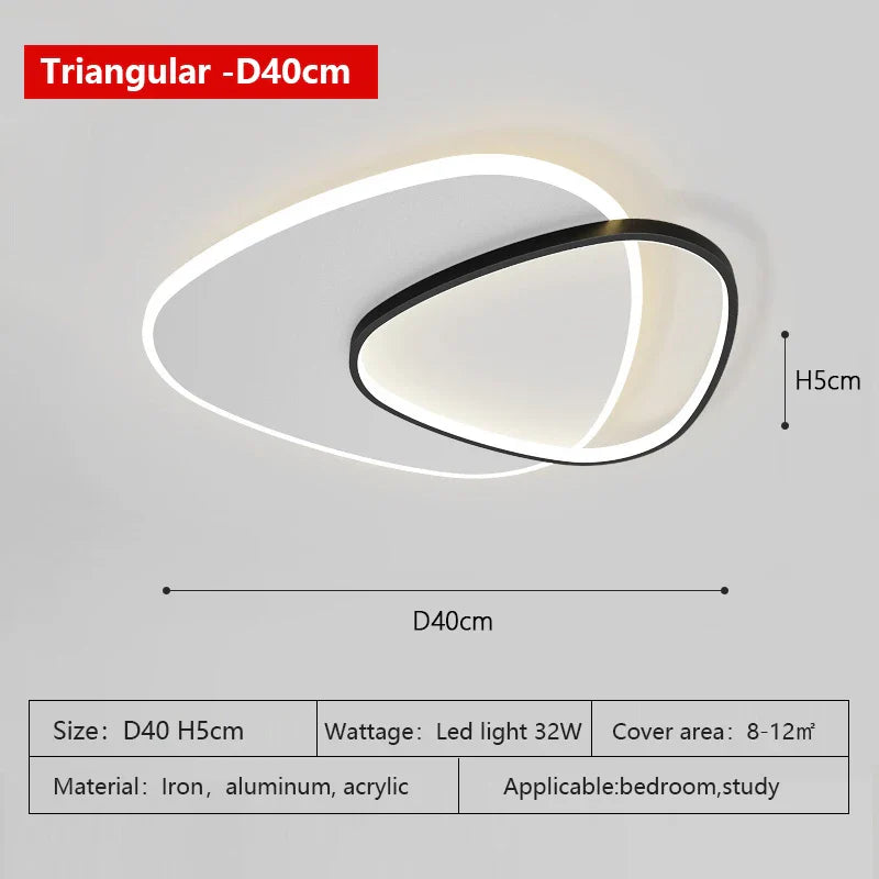 Nordic LED Ceiling Lamp for Living Room Bedroom Study Indoor Decor