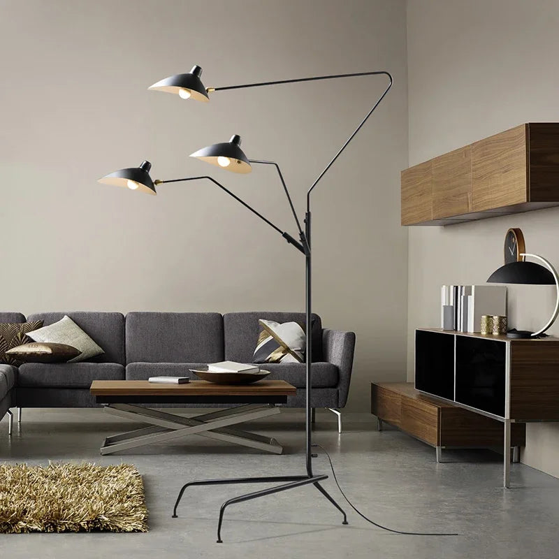 Black Aluminum Nordic LED Floor Lamp for Living Room, Bedroom - Standing Tall E27 Light