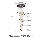 Chrome Rings Crystal Chandelier: Modern Luxury Staircase Lighting for Villa Lobby Fixtures