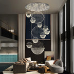 Modern Large Crystal Ball LED Chandelier for Staircase and Living Room