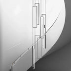 Nordic Black Rectangle LED Chandelier for Living Room, Dimmable Stairs Pendant Lighting