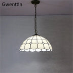 Tiffany Square Pendant Light, Stained Glass Hanging Lamp for Home Decor