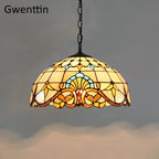 Stained Glass Pendant Lights: Baroque Style LED Kitchen Lighting Fixtures