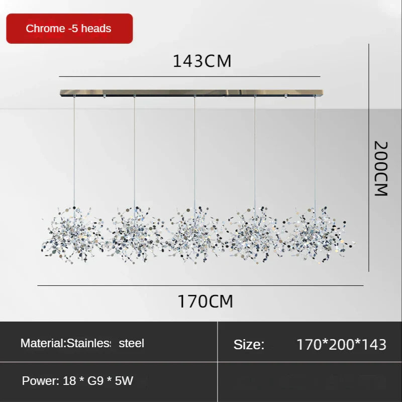 Leaf Sequin Ceiling Chandelier for Modern Living Room, Restaurant, Bar, and Shop Window