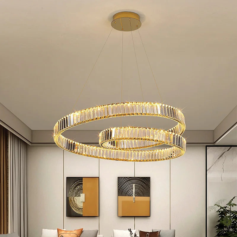 Crystal Chandelier LED Light Fixture, Luxury Decor Hanging Lamp, Modern Home Lighting