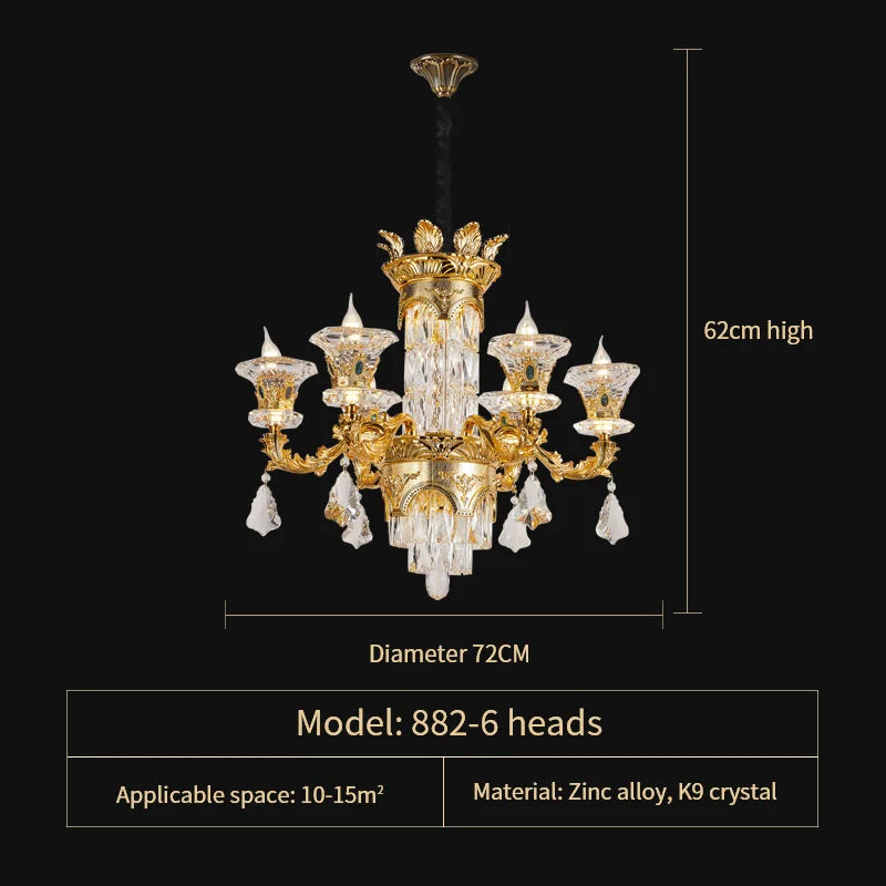 Jade Crystal Chandelier - Elegant European Style Living Room Lighting