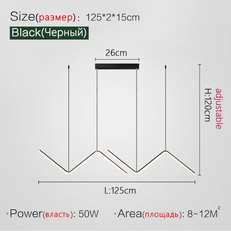 Modern Nordic Line Chandelier for Dining Table and Bar Settings