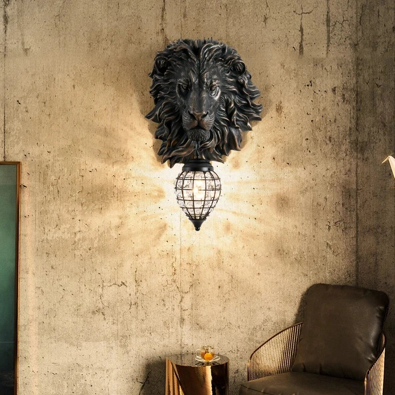 Nordic Lion Wall Light: Modern Resin Lamp for Home Decor and Interior Lighting
