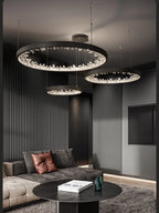 Crystal LED Chandelier Circle Hanging Lamp - Modern Luxury Dimmable Lighting