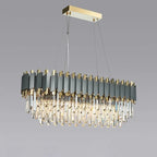 Luxury Crystal Chandelier: Black Golden LED Stainless Steel Pendant