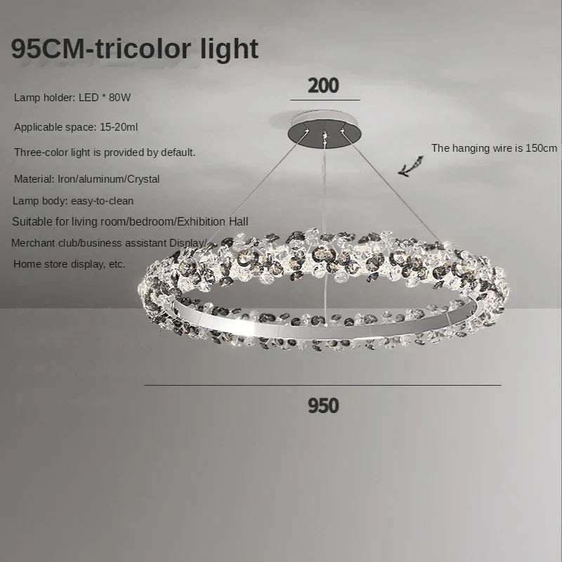 Sun Flower Crystal Rings Chandeliers: Modern Luxury Nordic Home Decor Hanging Ceiling Light