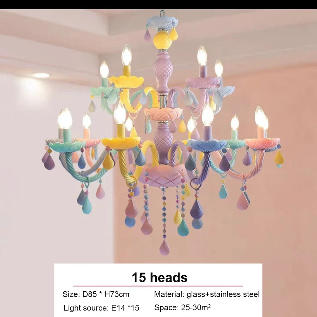 Crystal Chandelier: Modern Macaron Color Luminaire for Children's Room
