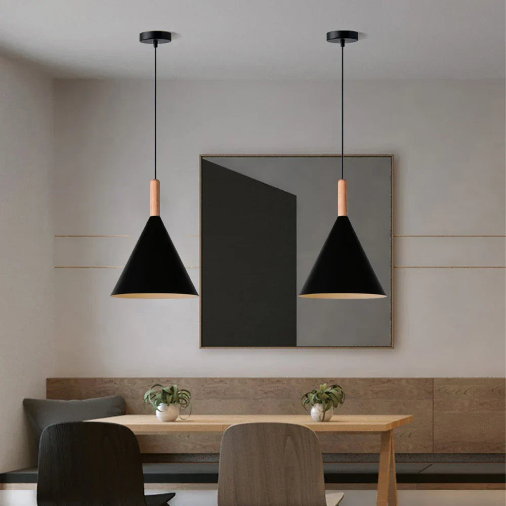 Wood Pendant Lamp: Nordic Macaron LED E27 Industrial Hanging Light for Home Decor