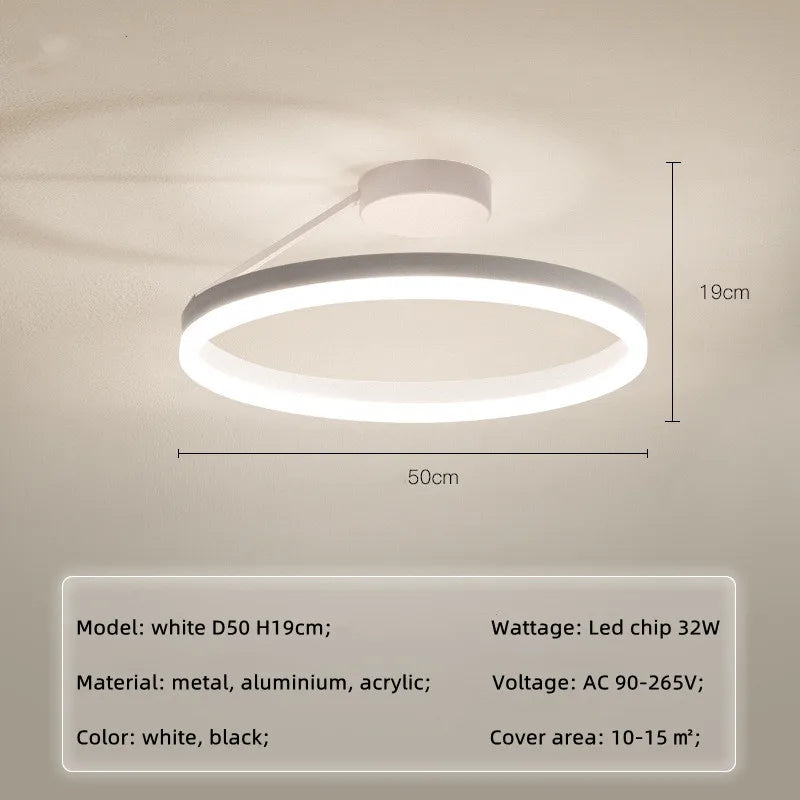 Nordic Minimalism LED Ceiling Chandelier in White/Black Aluminum