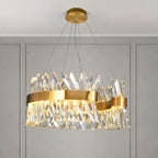 Crystal Pendant Lamp: Dimmable Semi Round LED Pendant Light for Stylish Living Rooms