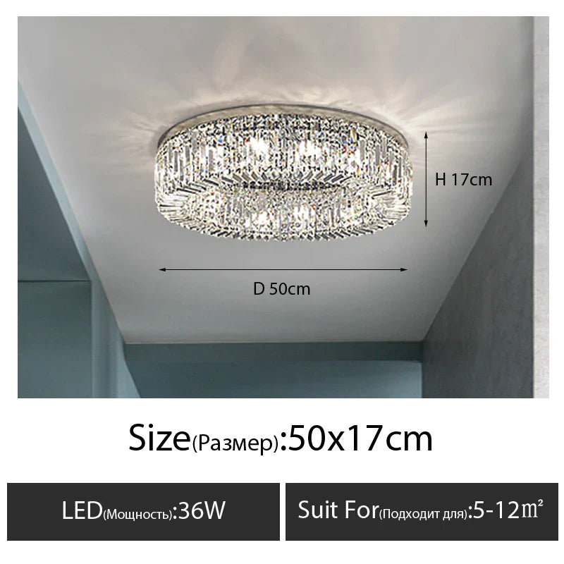 Modern Crystal LED Chandelier Chrome & Gold Ceiling Lamp for Living Room Decor