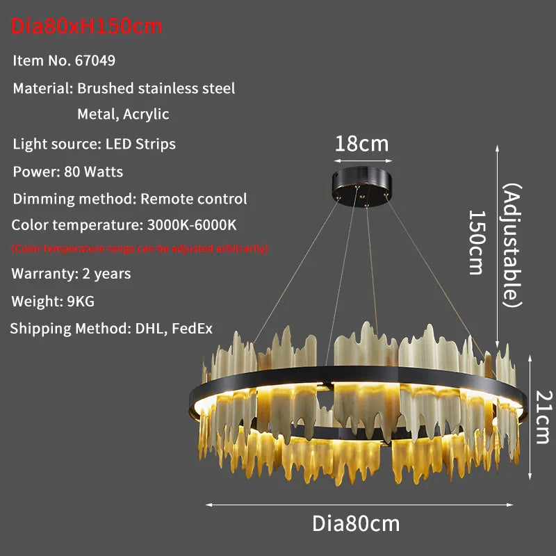 Modern Round LED Chandelier for Home Luxury Decor Lighting