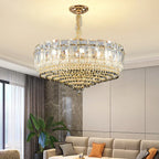 Crystal Duplex Villa Chandelier Hall Light - Luxe Living Room Middle Floor Lamp