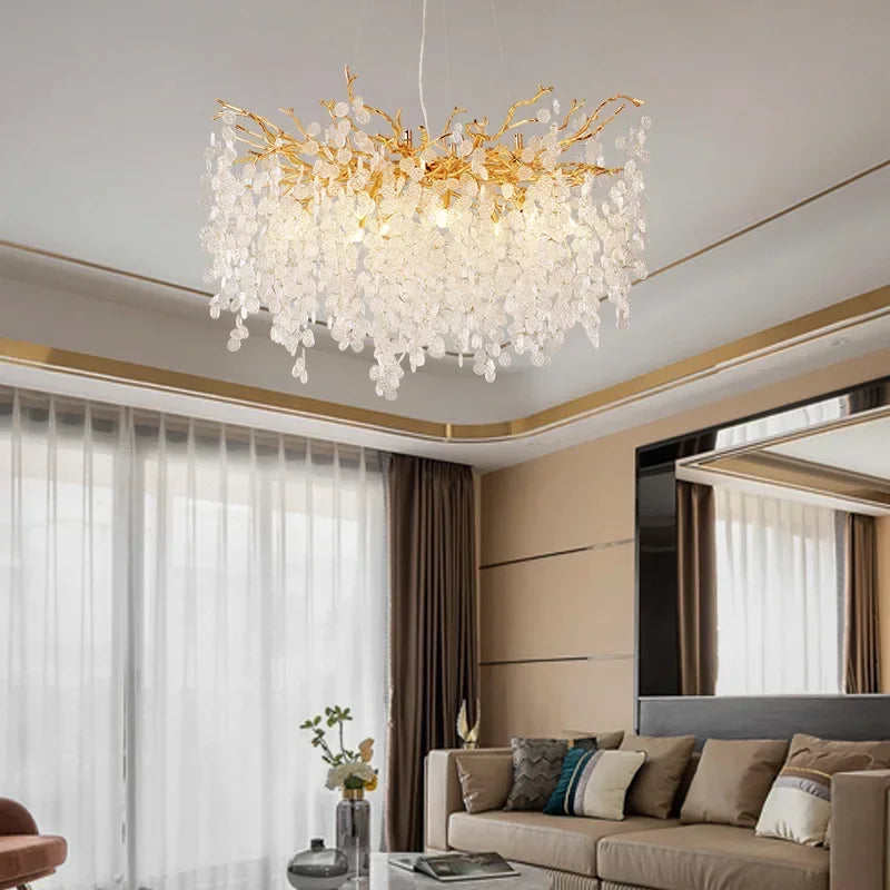 Gold Chandelier Glass Pendant Lamp for Home Decor - Modern Luxury Lighting