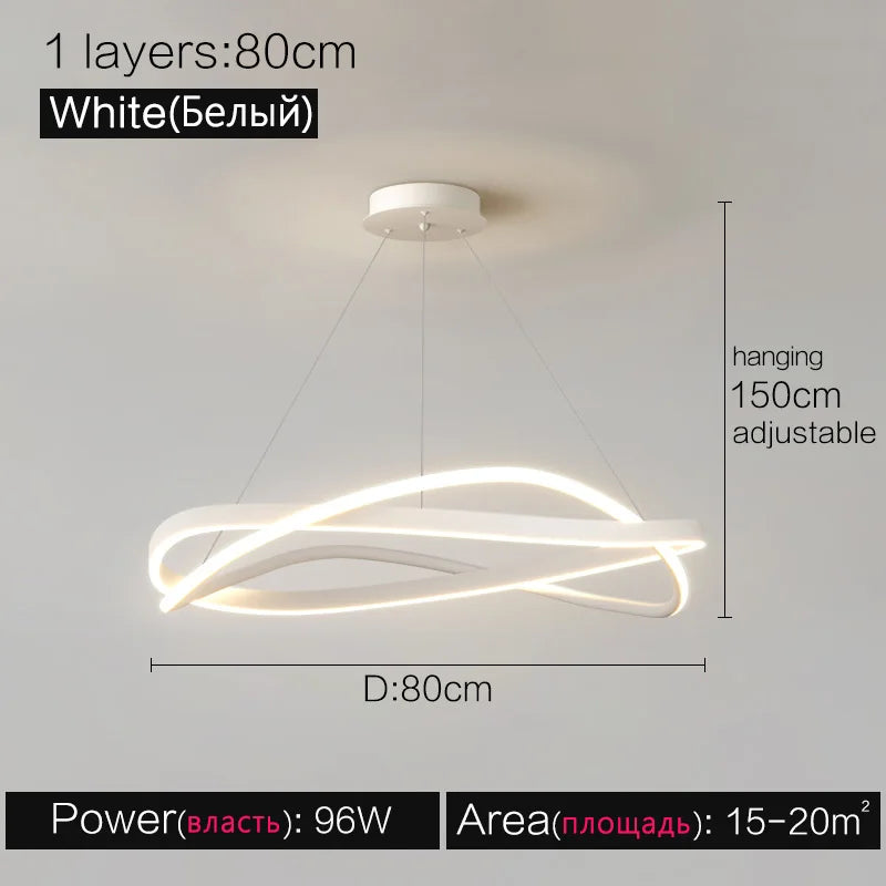 Modern Chandelier Ring Lamp Electric Home Lighting Master Bedroom Decor