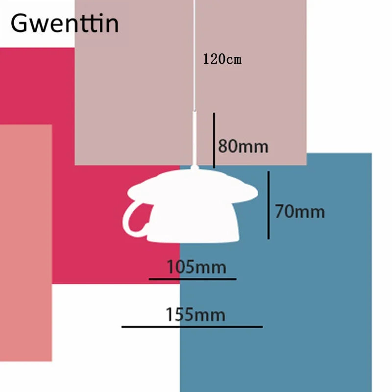 Ceramic Cup Pendant Light: Stylish LED Hanging Lamp for Home Decor and Kitchen