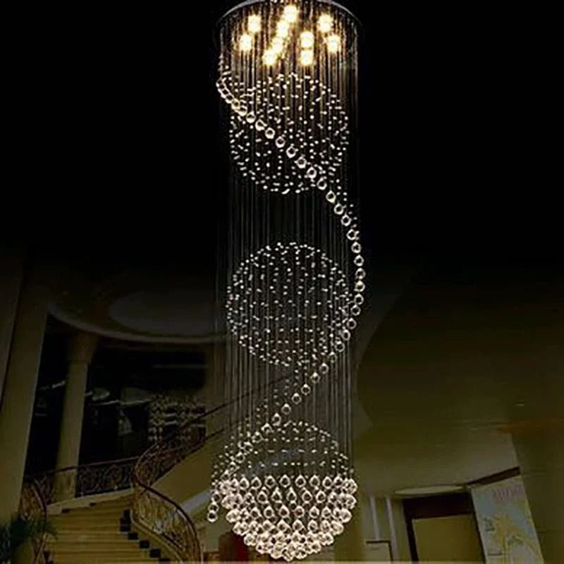 Crystal Spiral LED Chandelier for Living Room, Bedroom, Hotel - Modern Interior Lighting Fixture