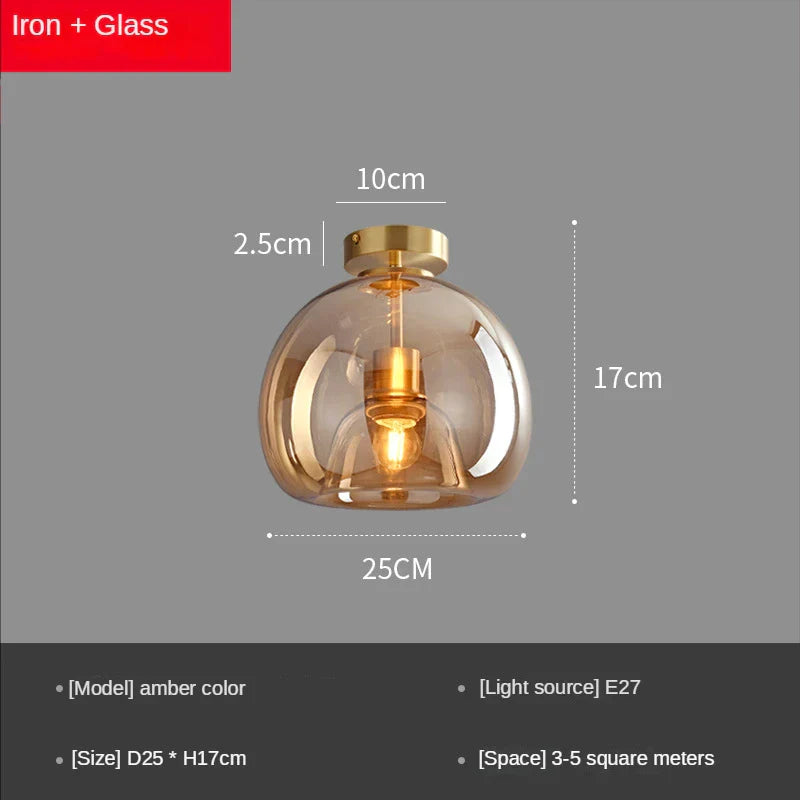 Glass Ball LED Ceiling Light: Modern Living Room Lighting for Aisle, Bedroom, Kitchen