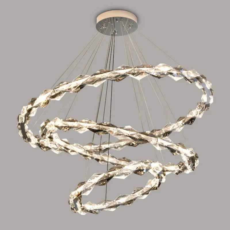 Circle K9 Crystal Pendant Chandelier LED Hall Villa Hanging Light