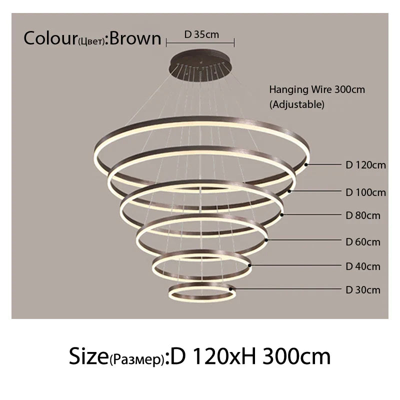 Sophisticated Duplex Living Room Chandelier & LED Circles Lighting Fixtures