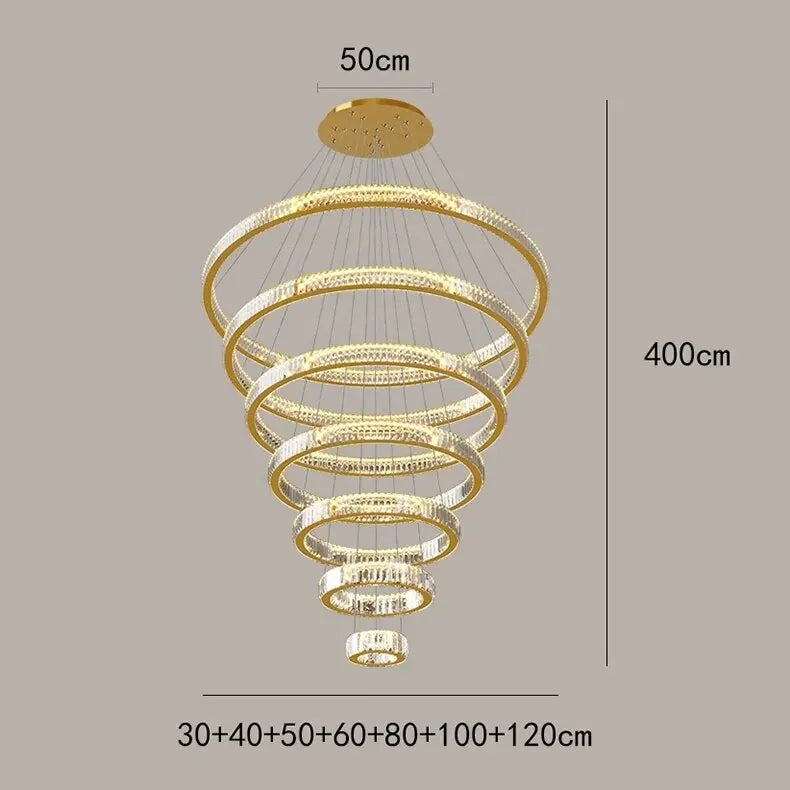 Crystal Round Chandelier: Elegant Stair Pendant Light for Luxury Home Decor