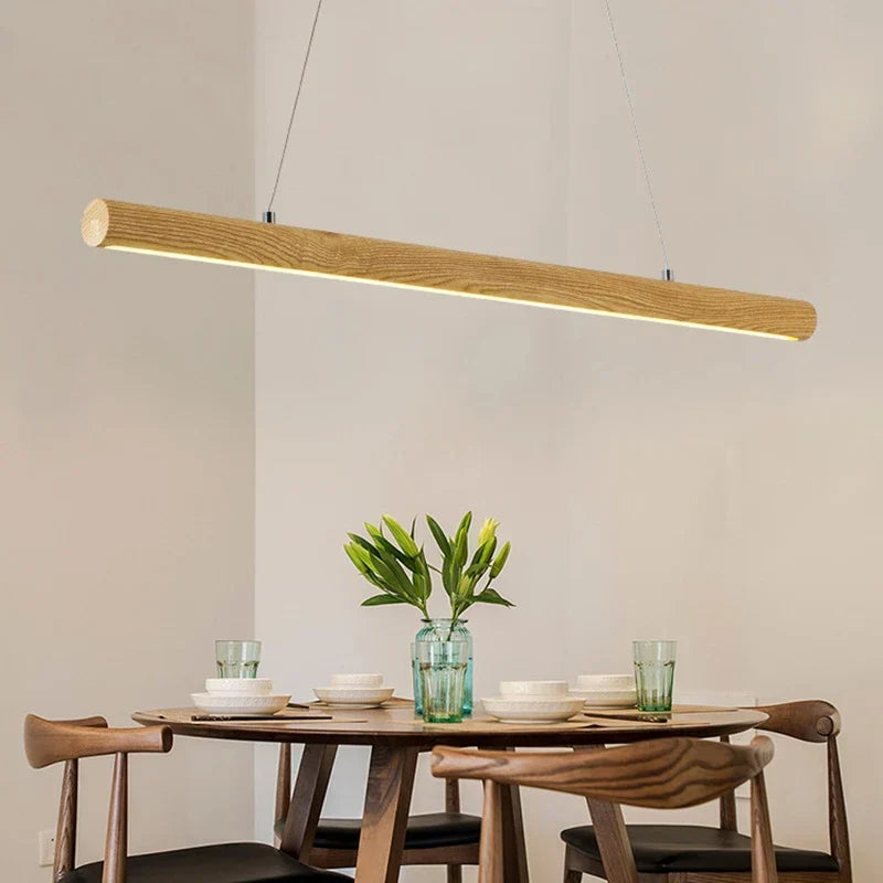 Round Nordic Solid Wood Bar Pendant Lamp for Indoor Lighting Fixture